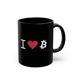 I Love Bitcoin Coffee Mug – 2-Sided Black | Crypto Gift for Bitcoin Fans | 11oz & 15oz